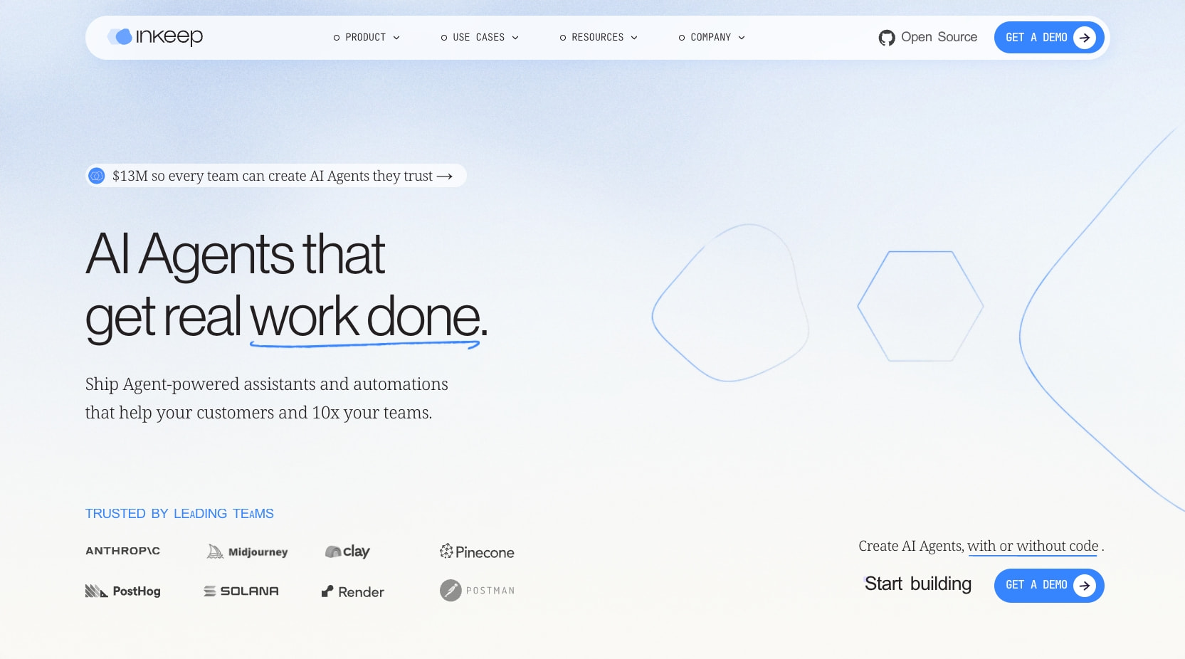Inkeep - AI Agents that get real work done captured website design