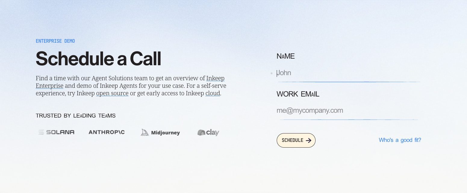 Book a Demo | See Inkeep AI Agents in Action captured website design