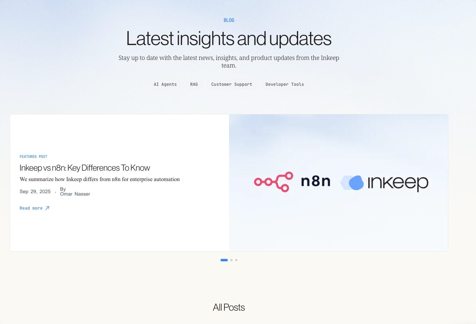Inkeep - Blog captured website design