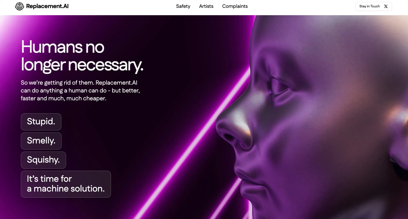 Replacement.AI captured website design