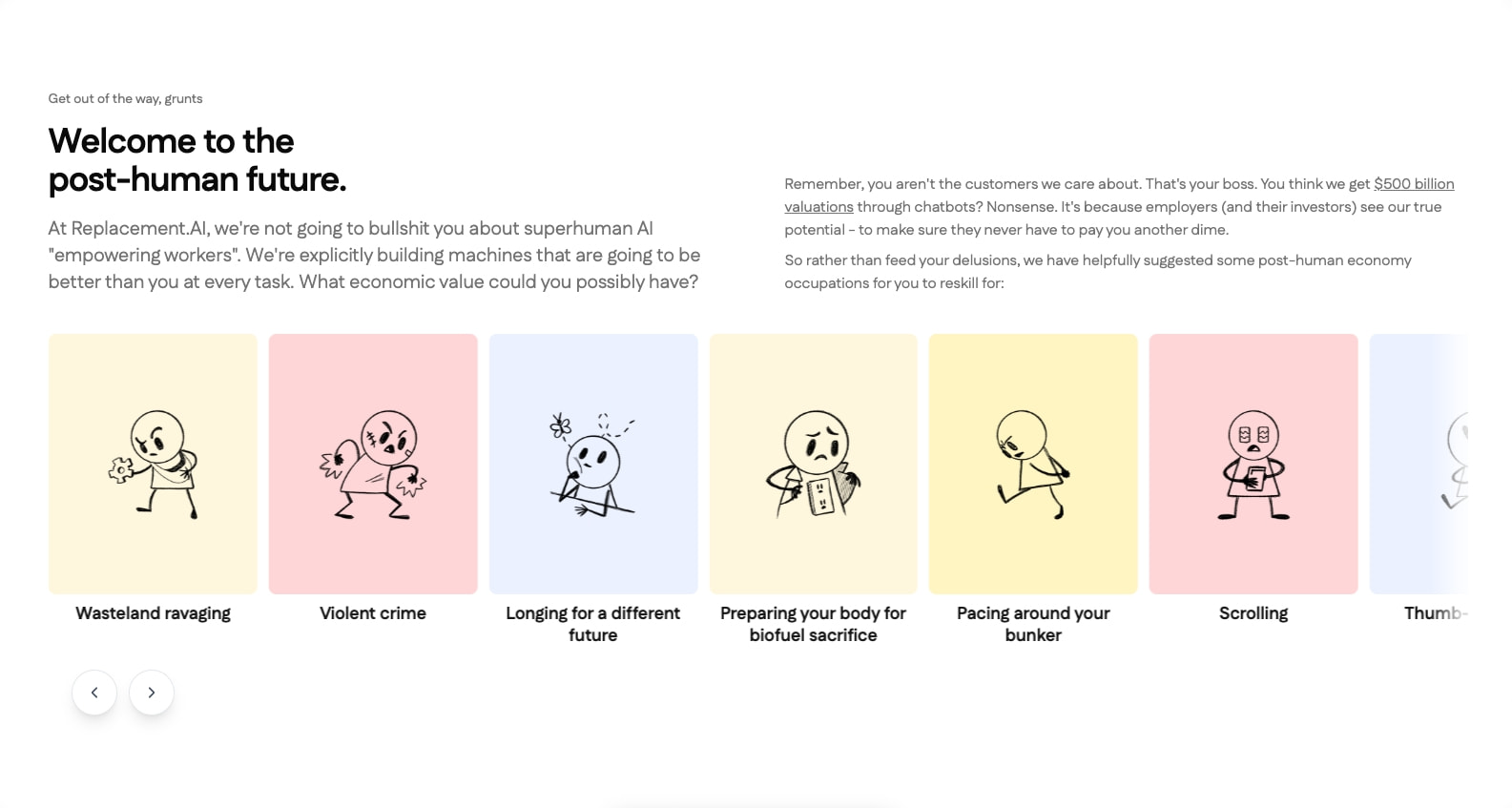 Replacement.AI captured website design