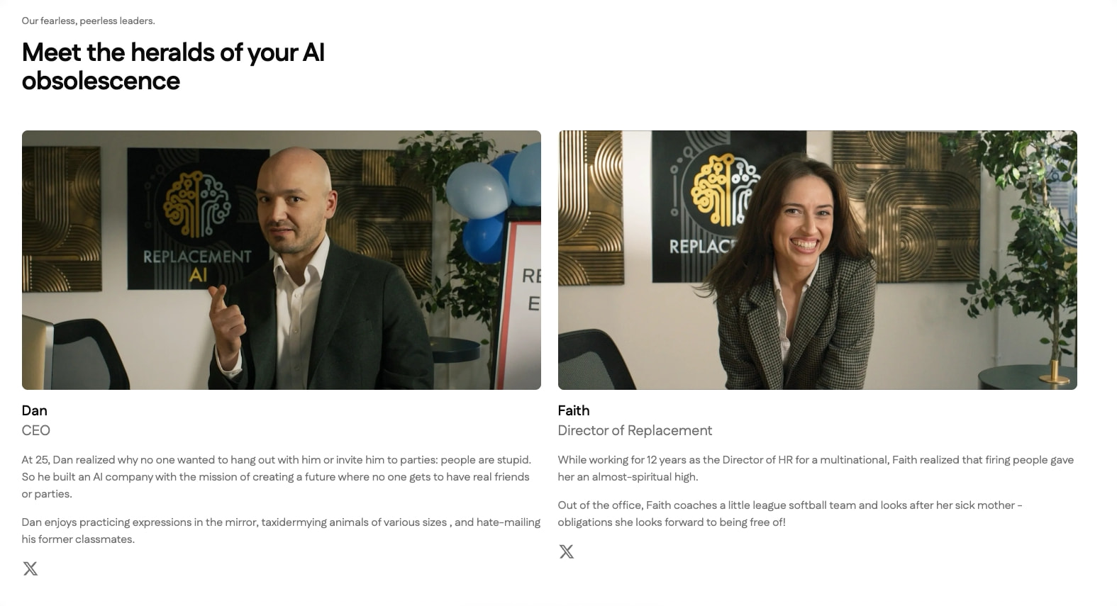 Replacement.AI captured website design