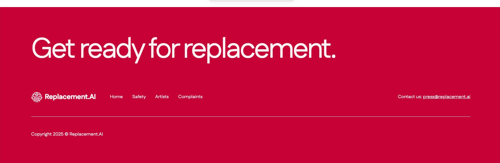 Replacement.AI captured website design