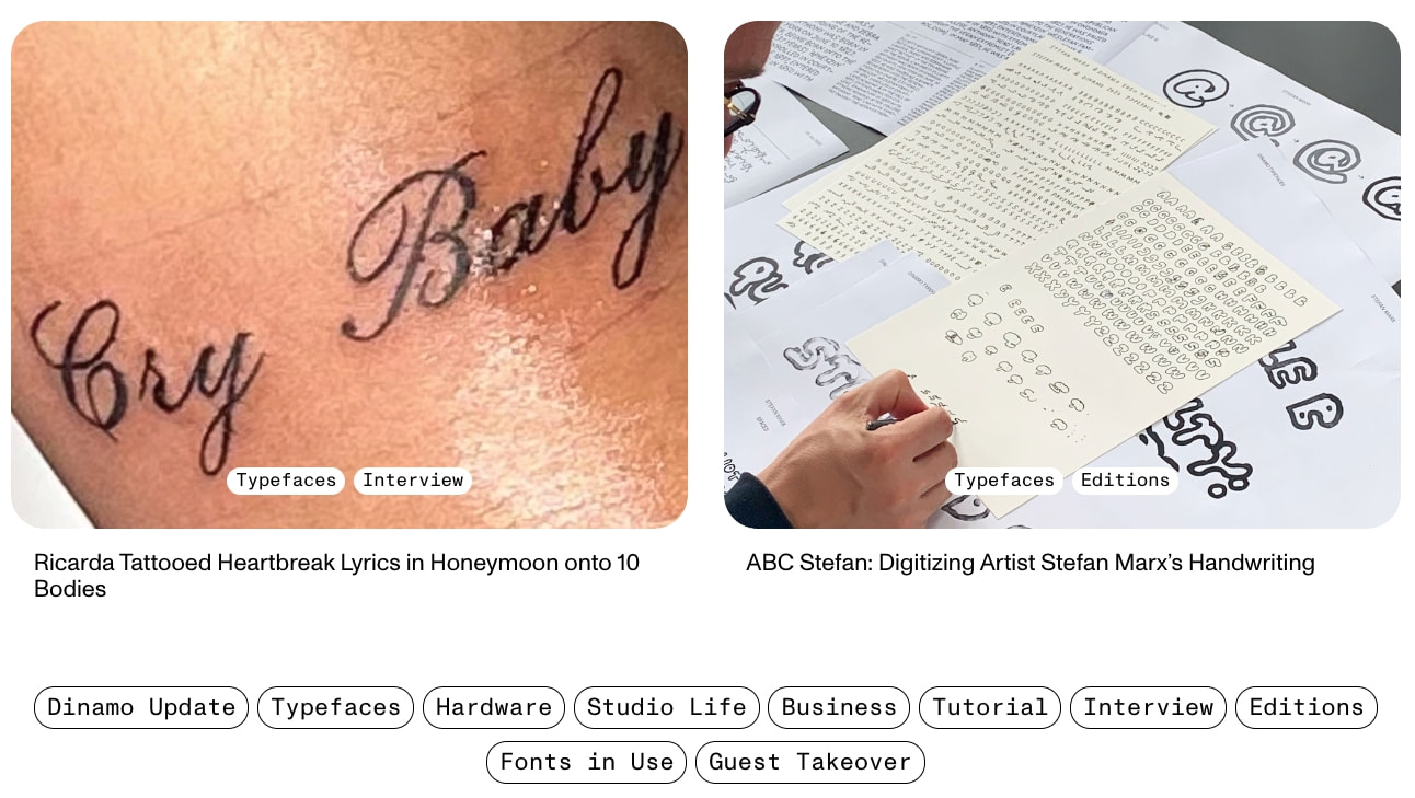 Blog — Dinamo Typefaces captured website design