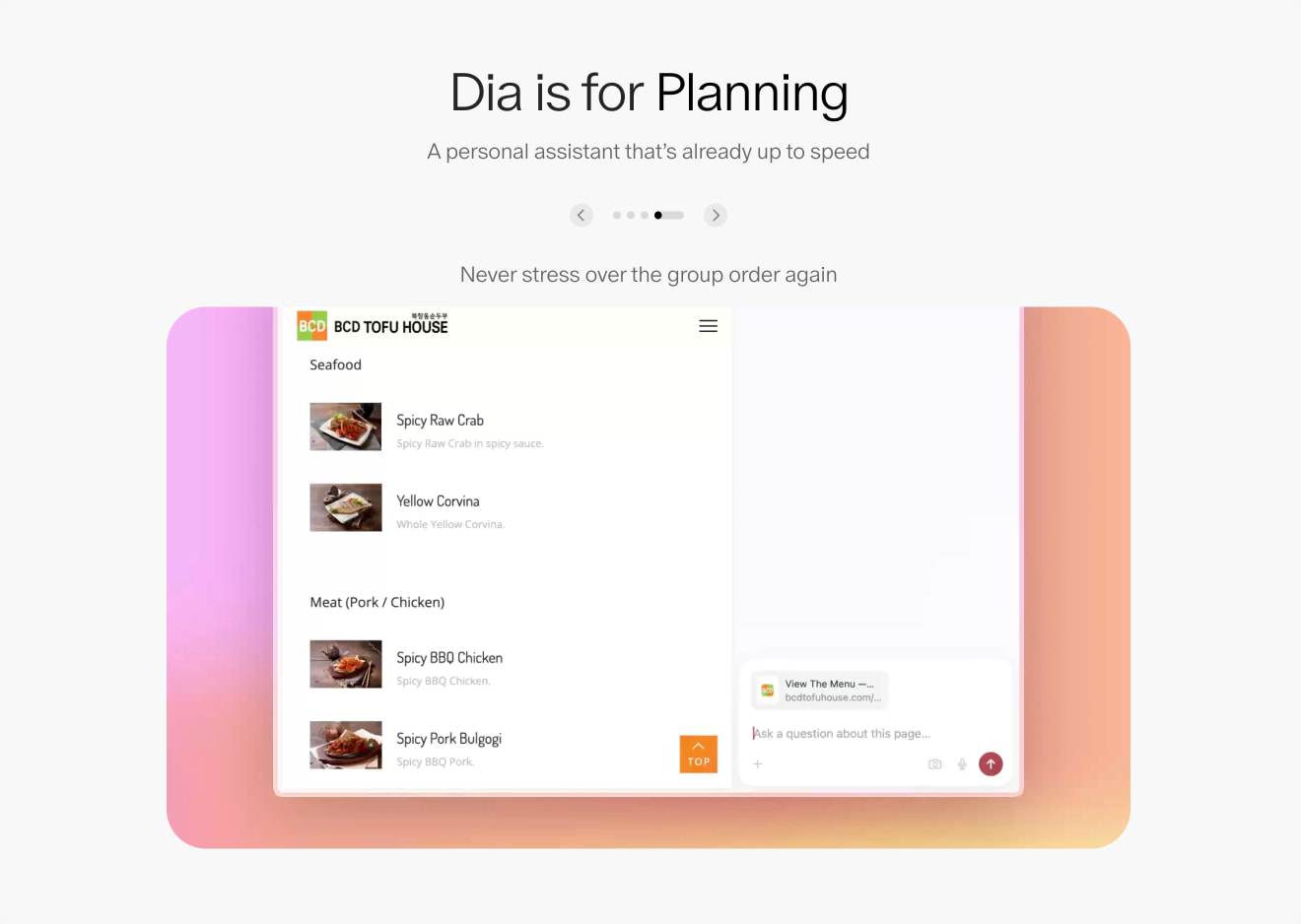 Dia Browser | AI Chat With Your Tabs captured website design