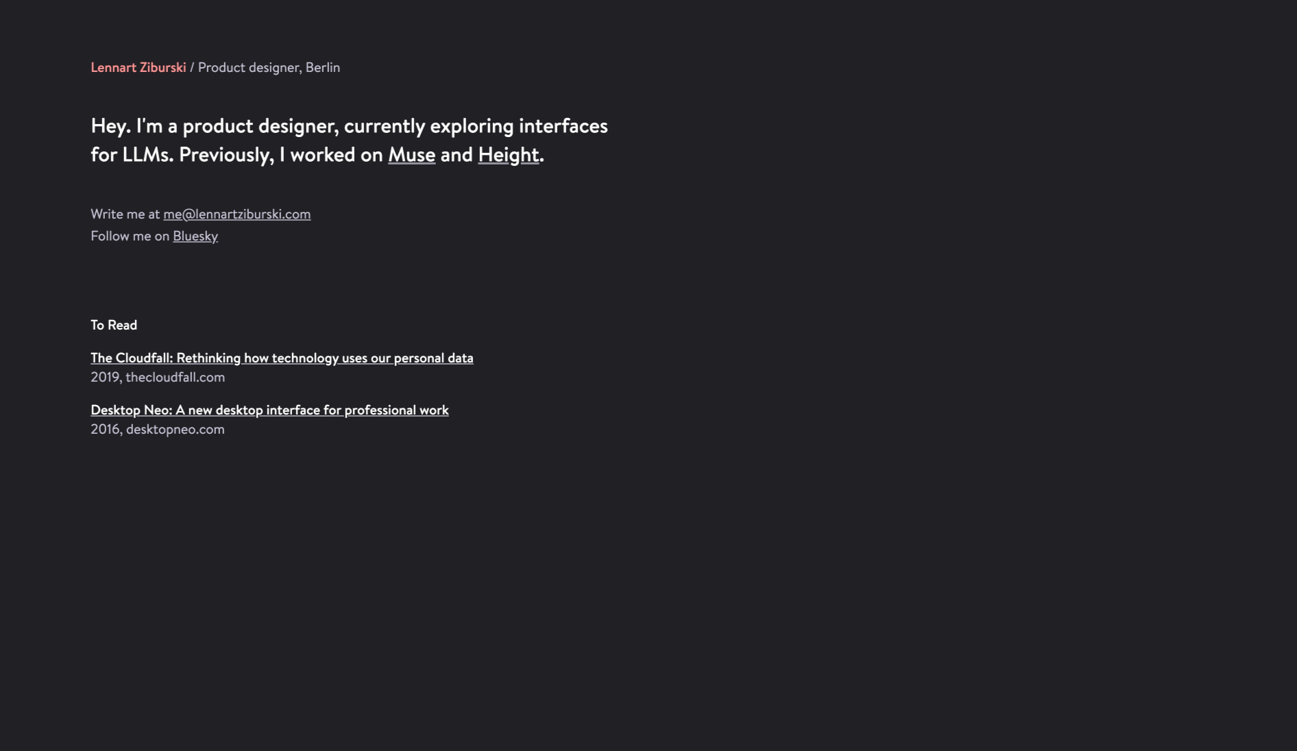 Lennart Ziburski — Product designer captured website design