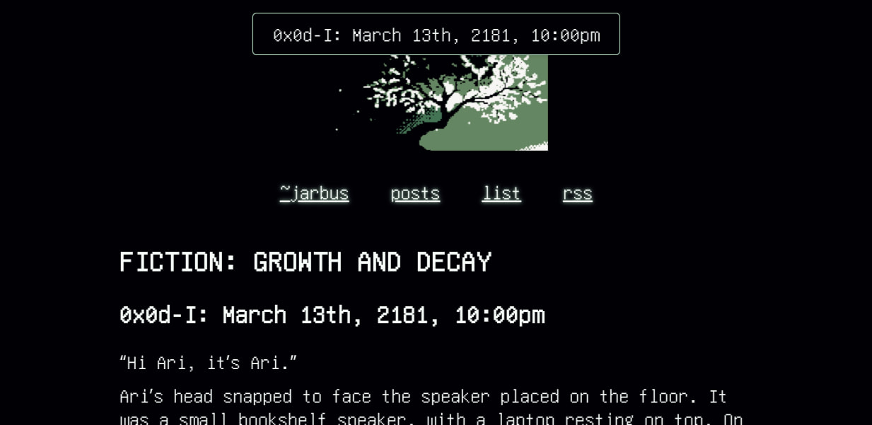 Fiction: Growth and Decay - captured website design