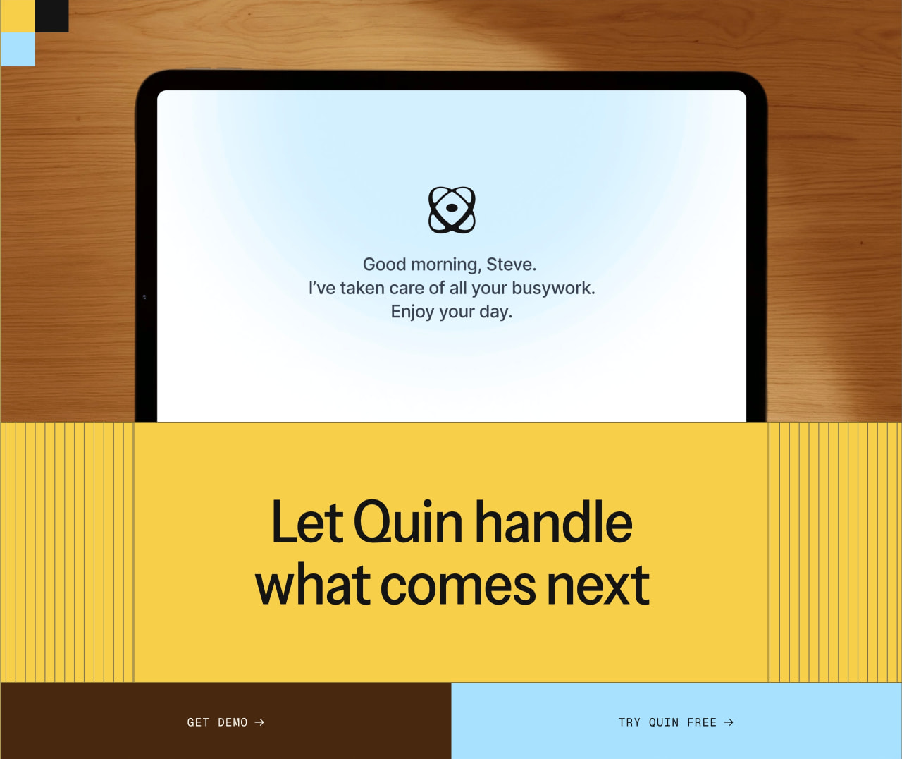 Quin — Meet your dream assistant captured website design