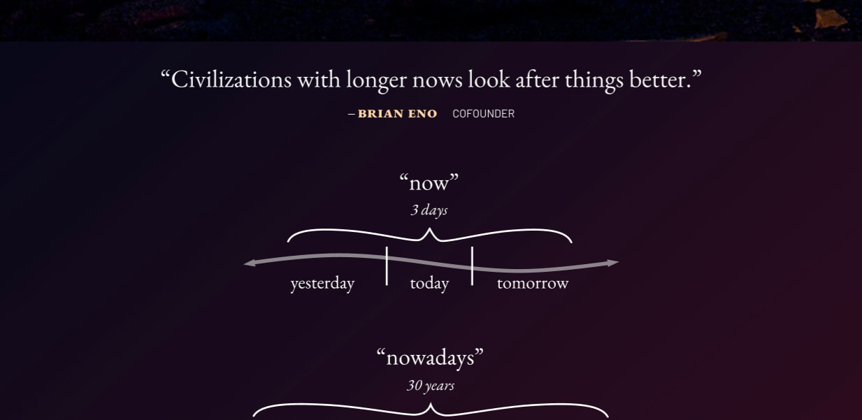 LONG NOW — fostering long-term thinking captured website design