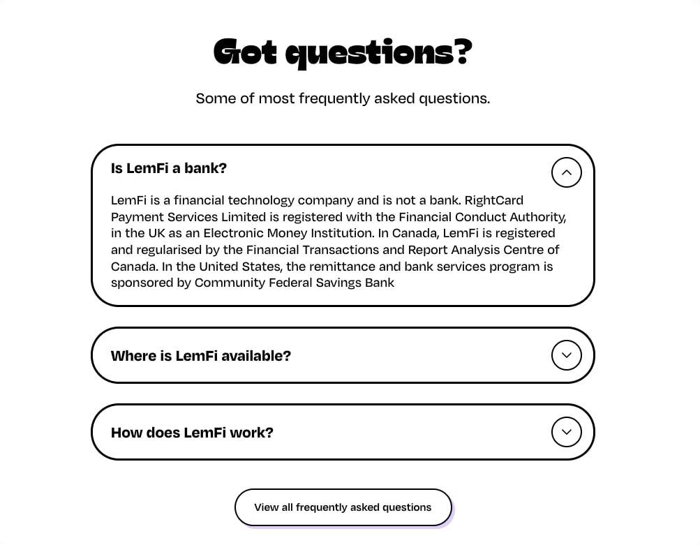 LemFi | International Money Transfer captured website design