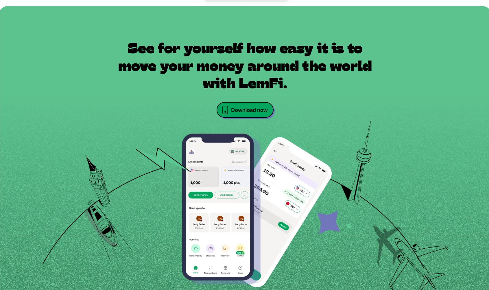LemFi | International Money Transfer captured website design