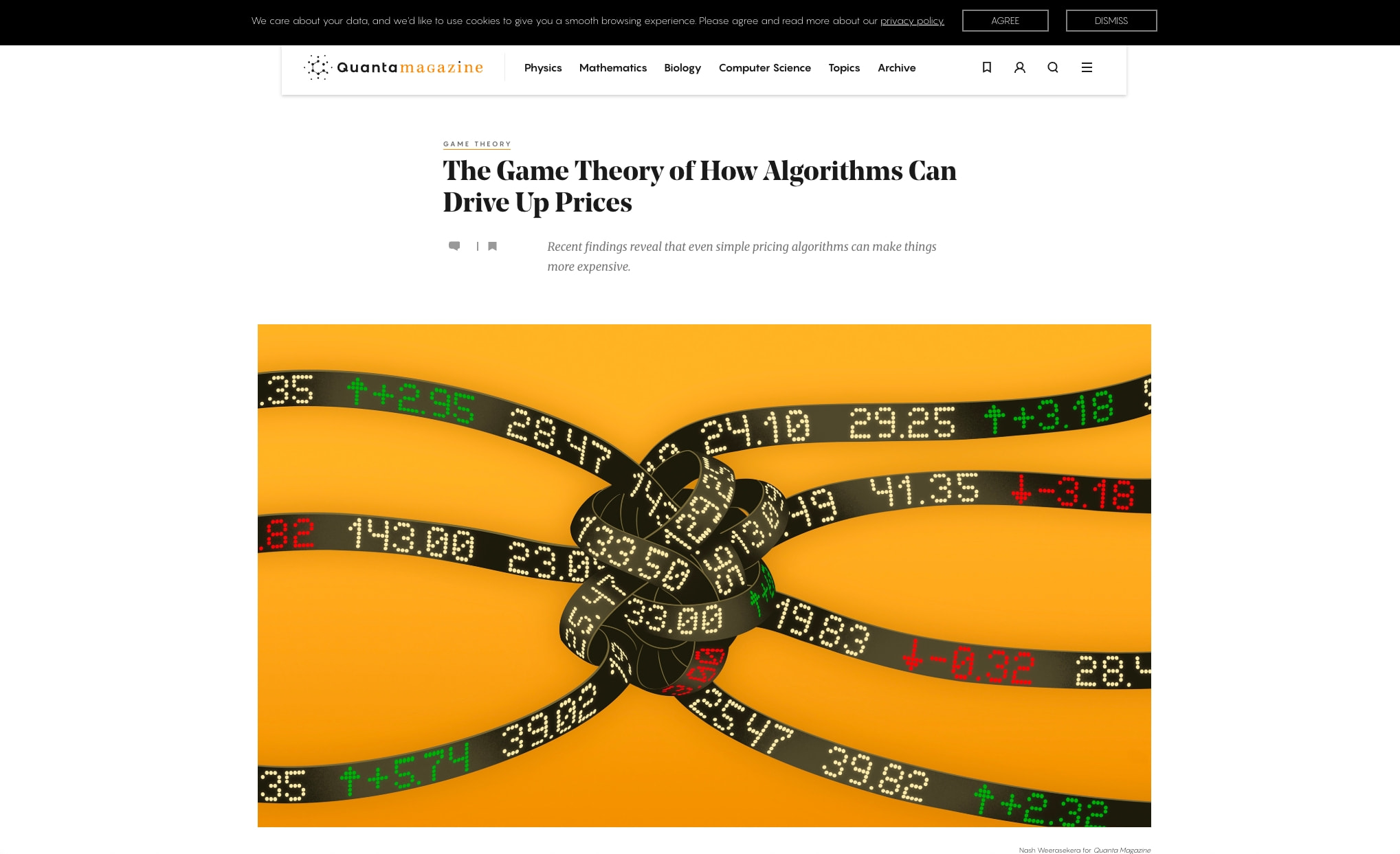 The Game Theory of How Algorithms Can Drive Up Prices | Quanta Magazine captured website design