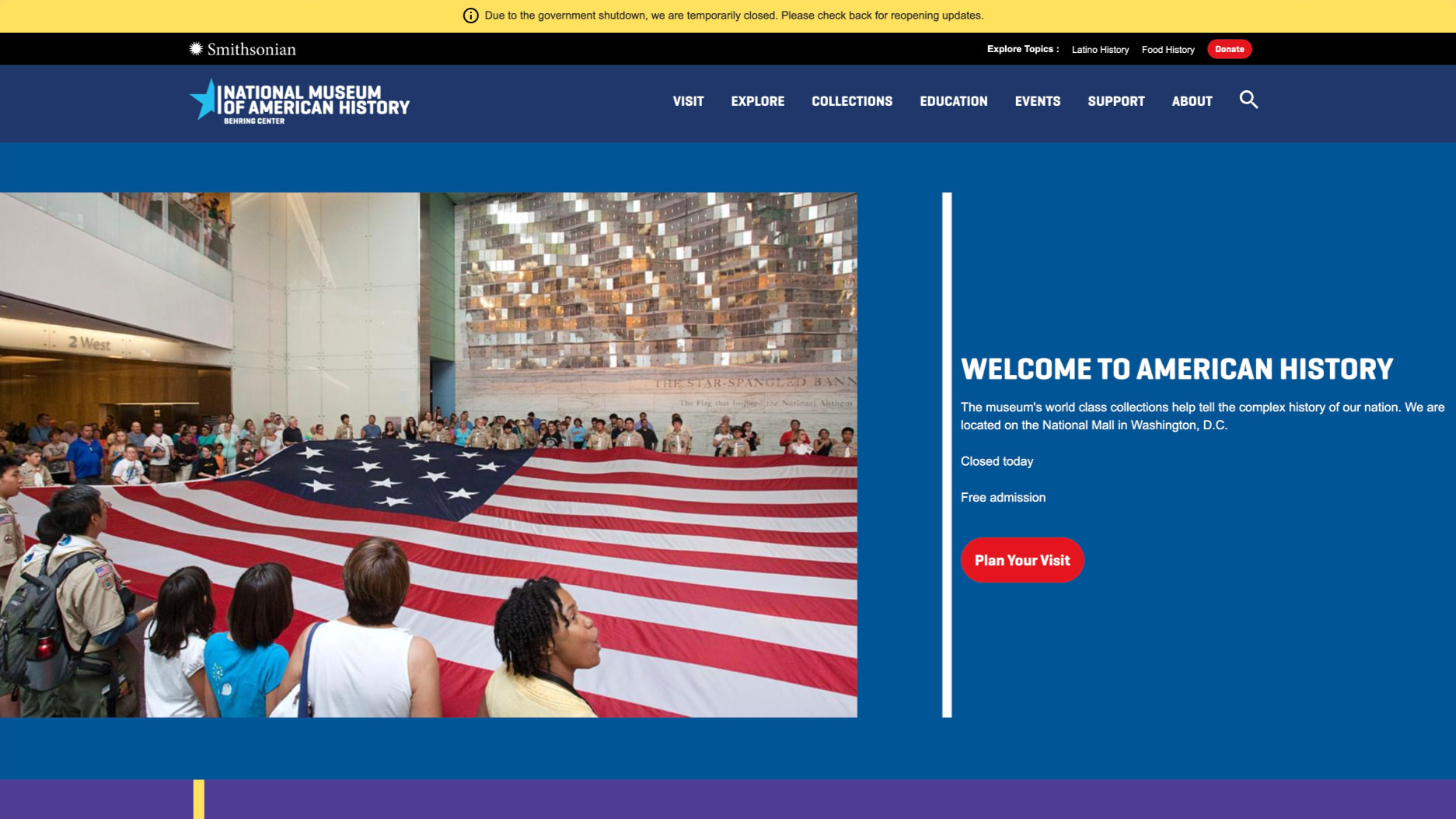 Home | National Museum of American History captured website design