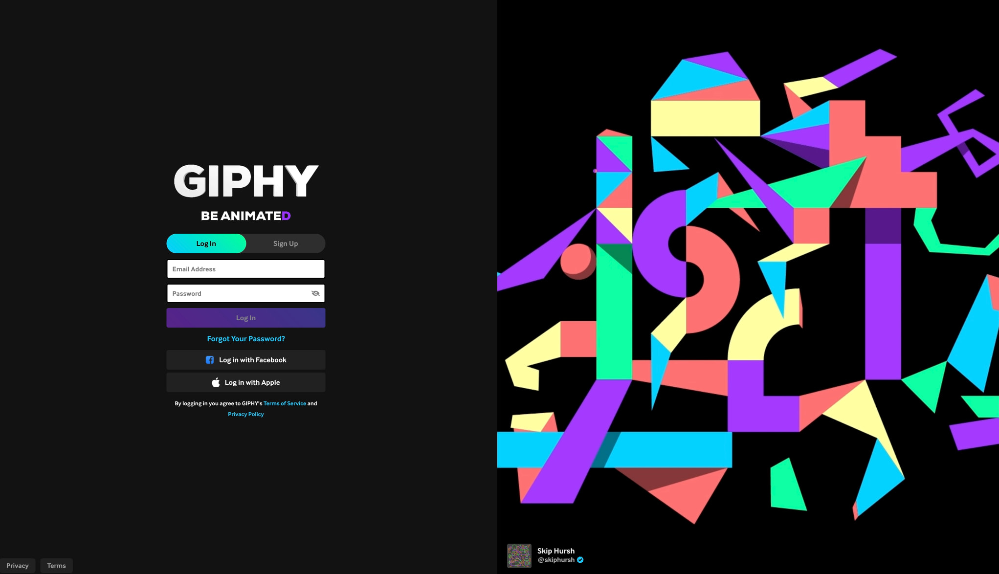 GIPHY - Be Animated captured website design
