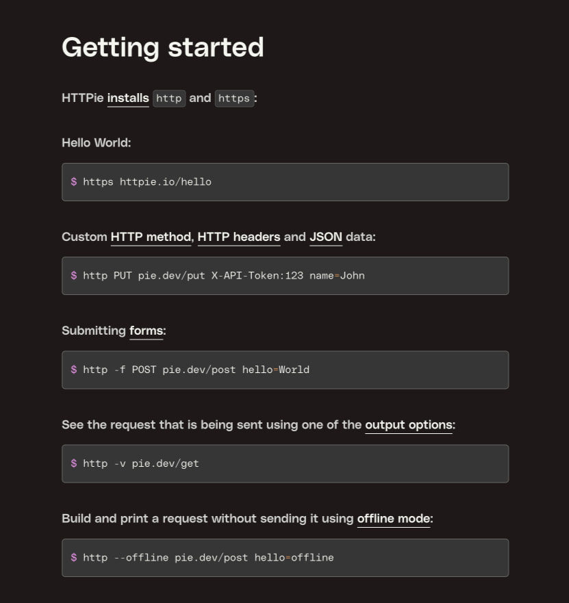 HTTPie CLI: HTTP & API testing client captured website design
