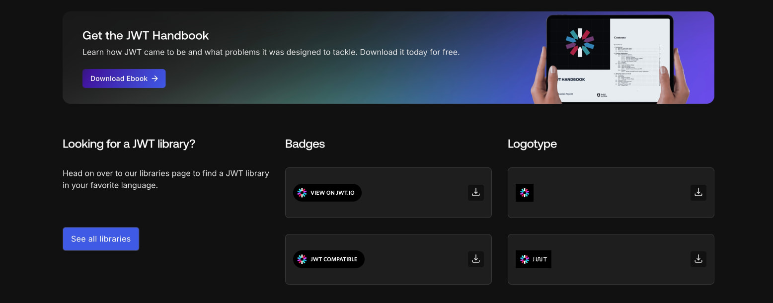 JSON Web Tokens - jwt.io captured website design