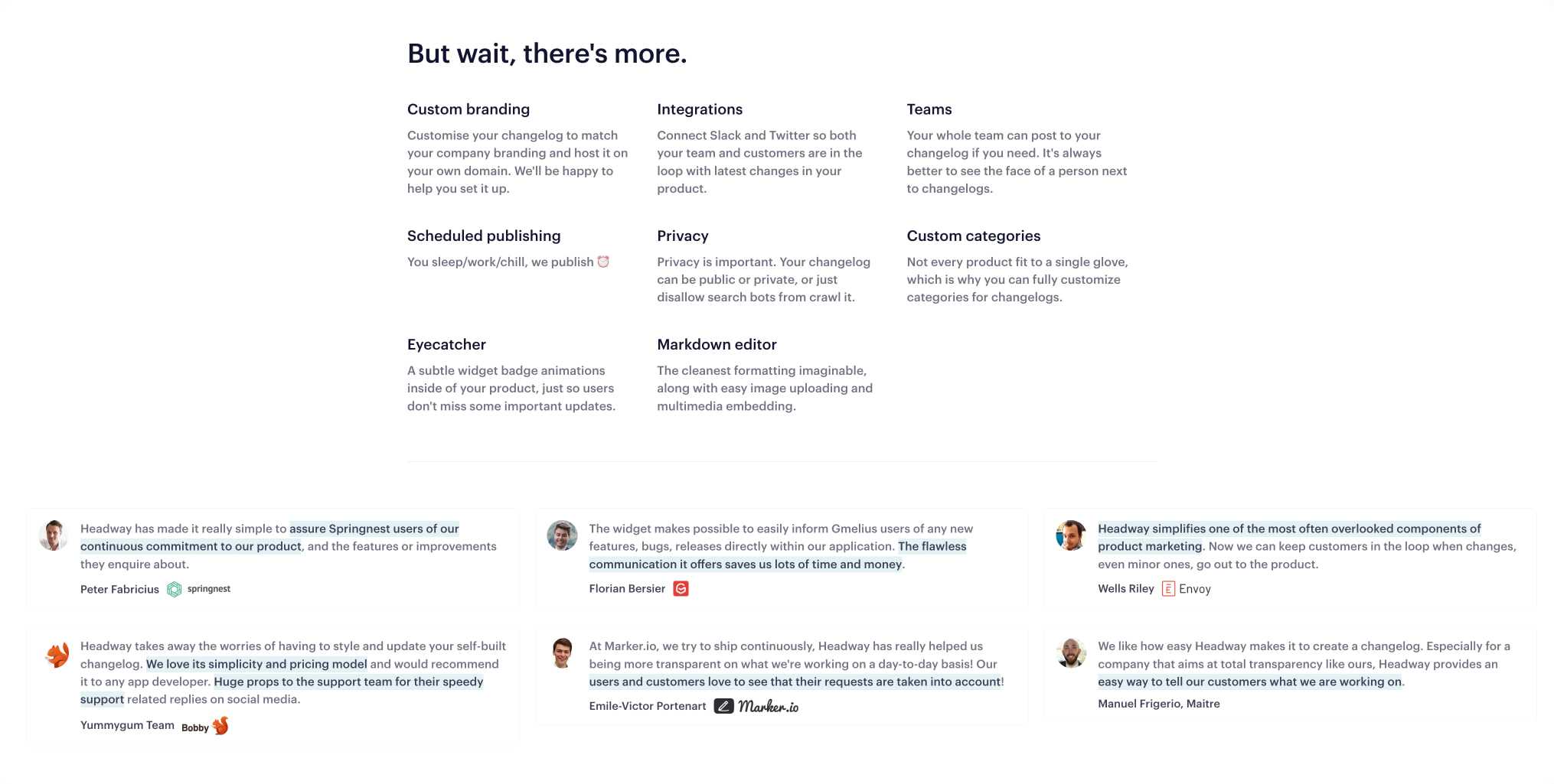 Headway - Keep customers in the loop about your product. captured website design