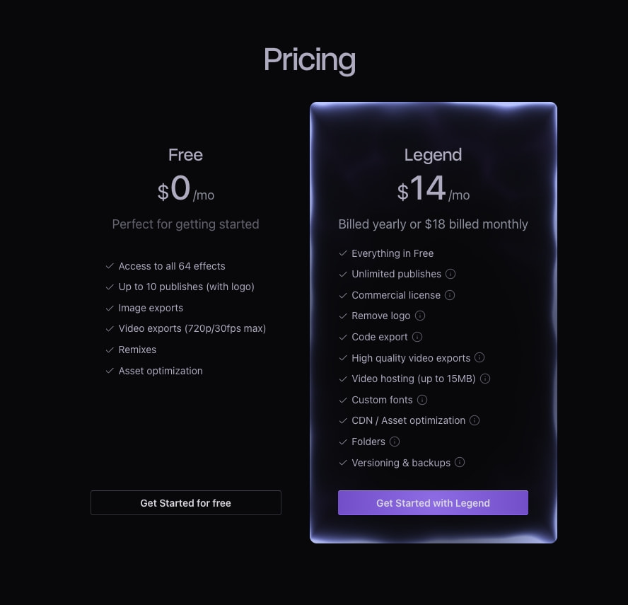 unicorn.studio — No-code WebGL Tool captured website design