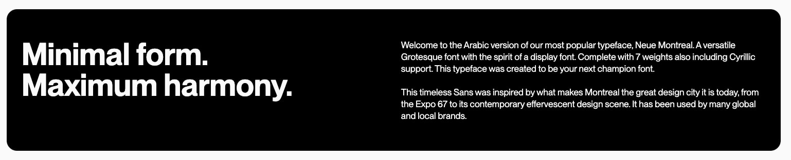 Neue Montreal Arabic - Free to Try Font - Arabic coverage on our most popular Grotesk Type – Pangram Pangram Foundry captured website design