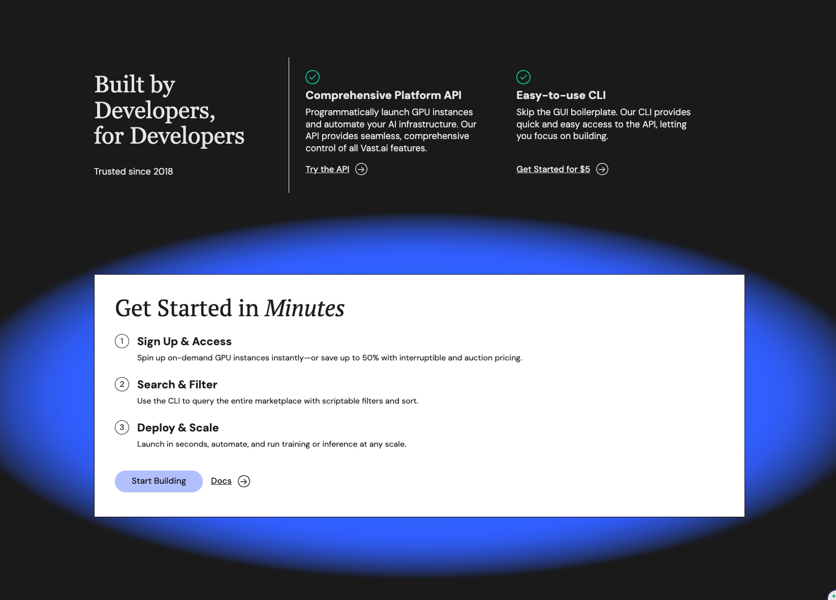 Rent GPUs | Vast.ai captured website design