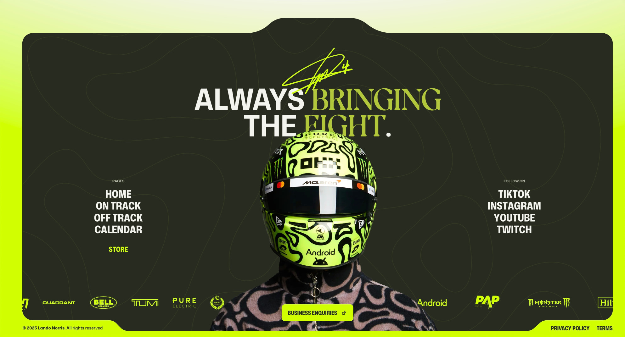 2025 McLaren Formula 1 Driver — Lando Norris captured website design