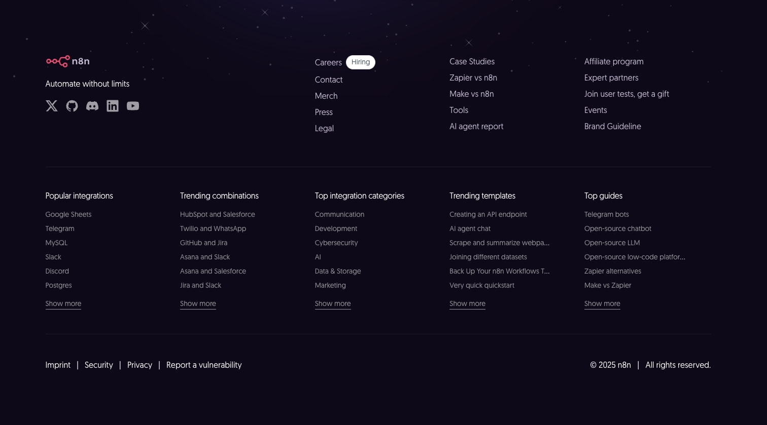 AI Workflow Automation Platform & Tools - n8n captured website design