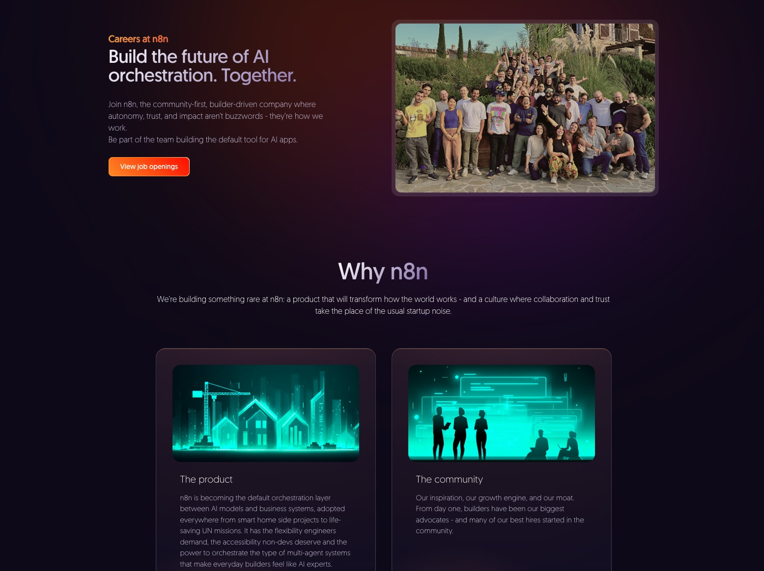 Careers at n8n captured website design