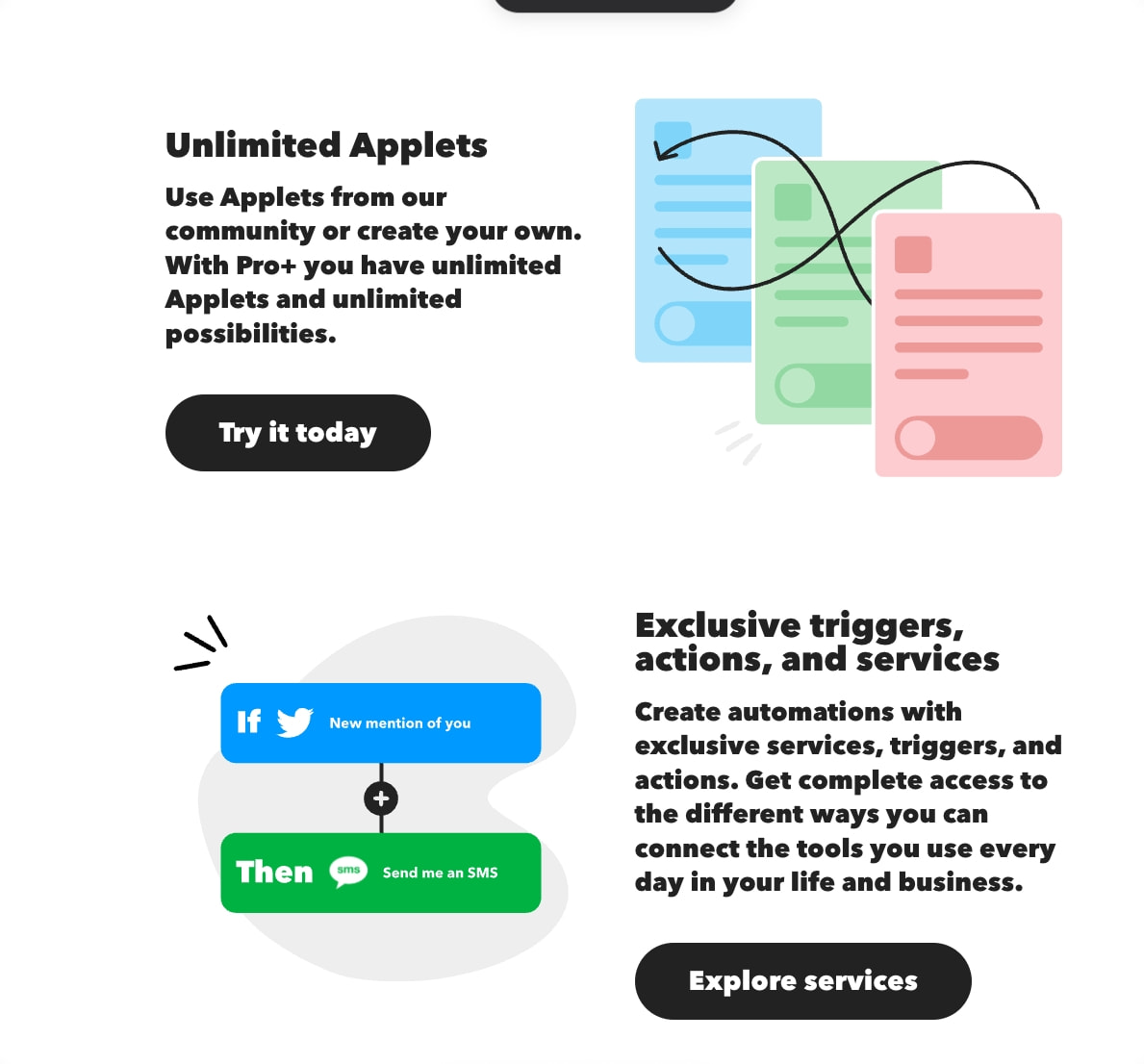 Plans & Pricing - IFTTT captured website design