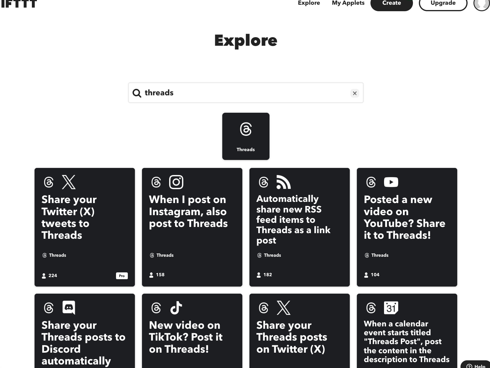 Explore Integrations - IFTTT captured website design