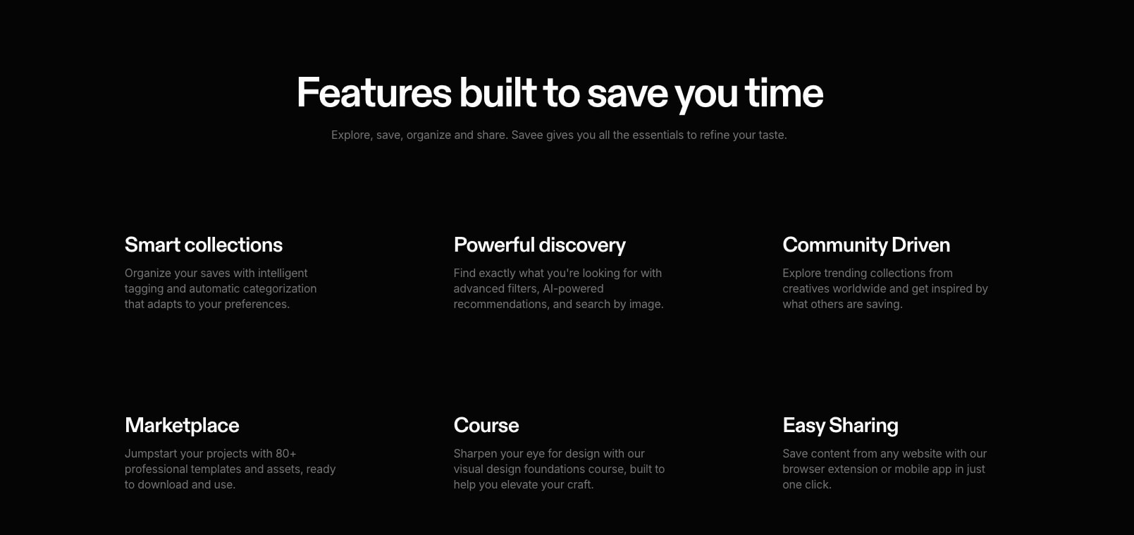 Savee captured website design