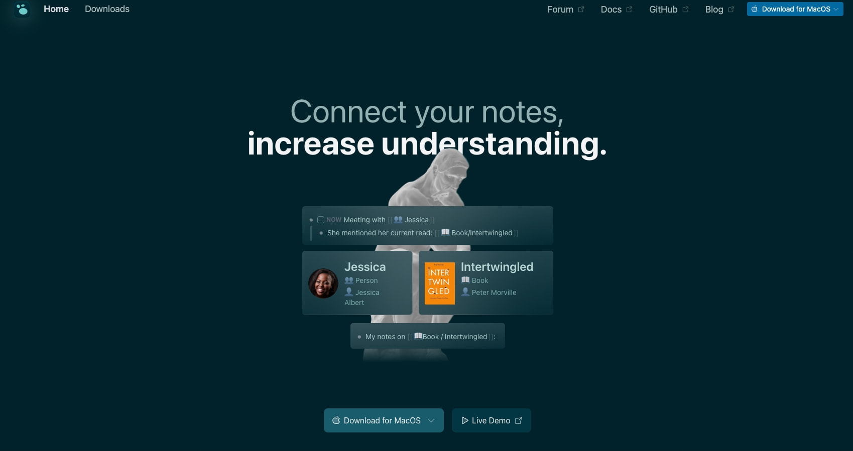 Logseq: A privacy-first, open-source knowledge base captured website design
