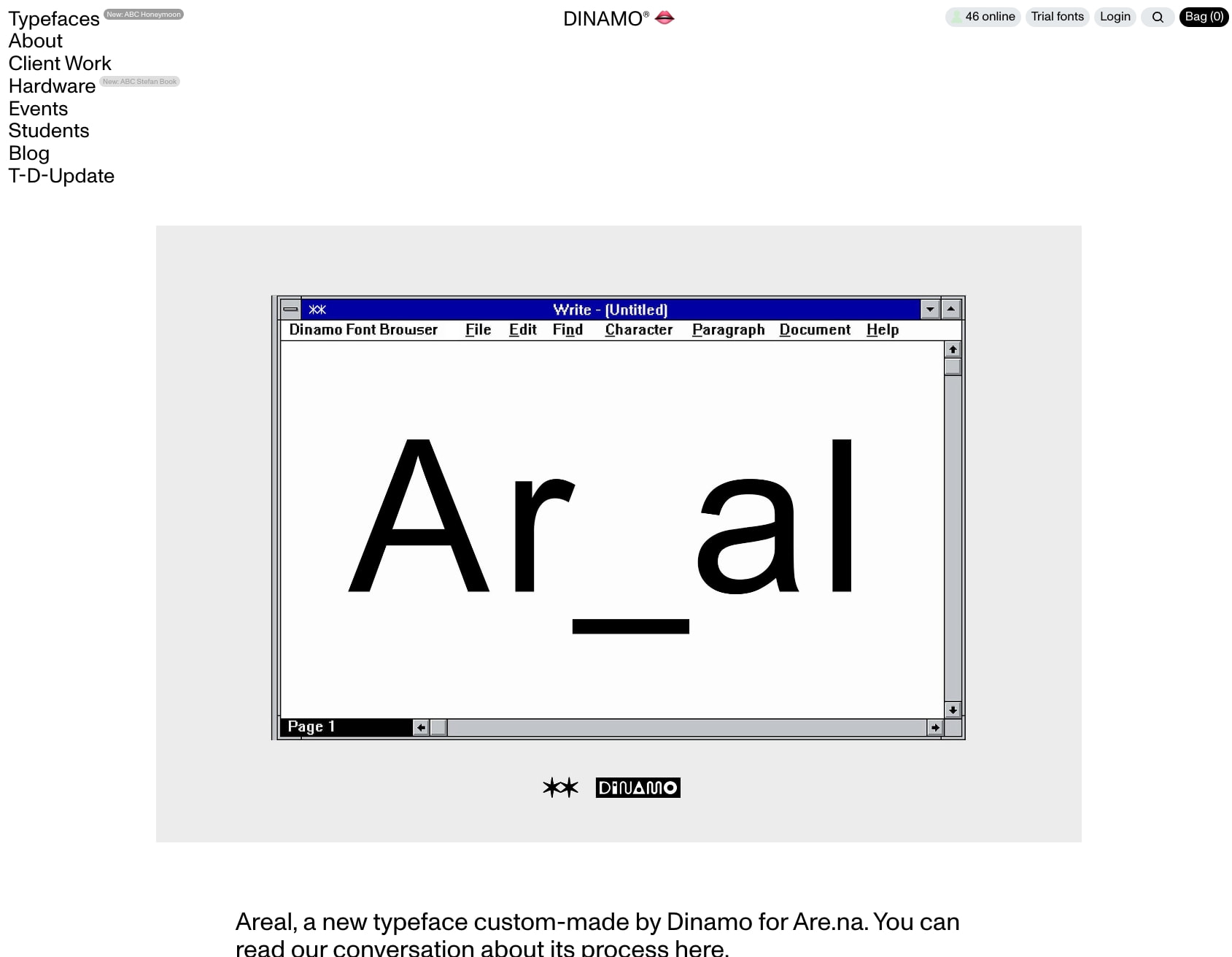 Home — Dinamo Typefaces captured website design
