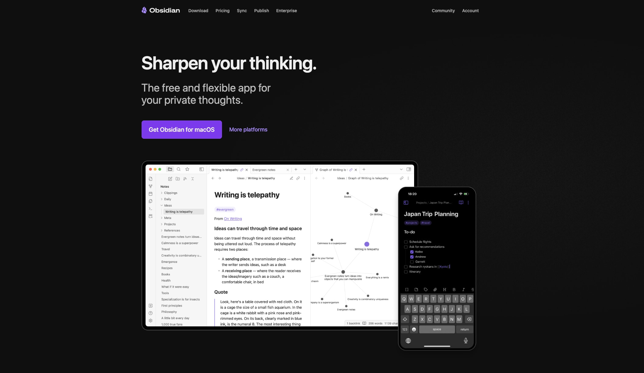 Captured design matching obsidian.md captured website design