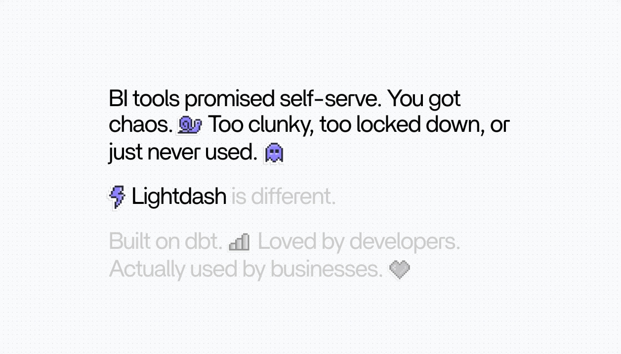 Lightdash | Rethink BI. Build Intelligence, not just dashboards. captured website design