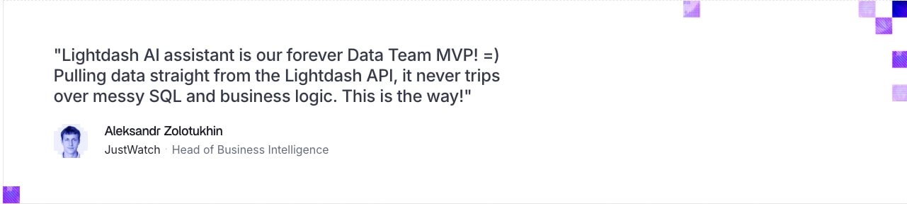 Lightdash | Rethink BI. Build Intelligence, not just dashboards. captured website design