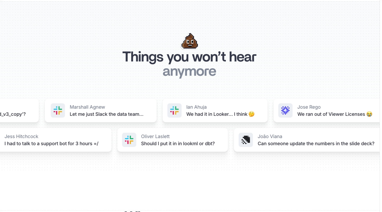 Lightdash | Rethink BI. Build Intelligence, not just dashboards. captured website design