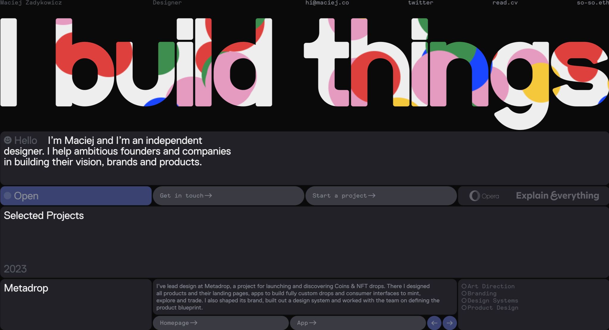 Maciej Zadykowicz, Designer☻ captured website design