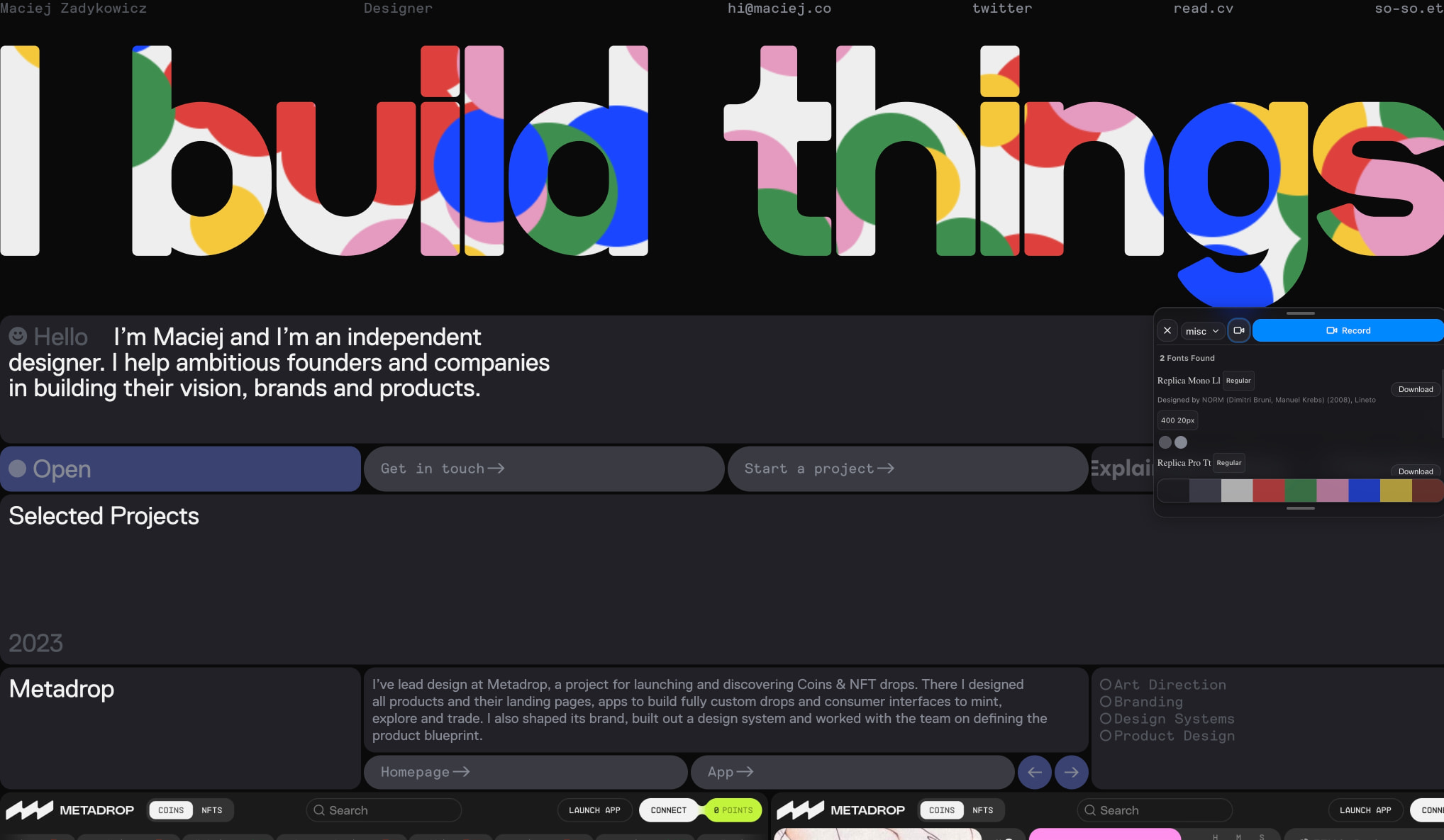 Maciej Zadykowicz, Designer☻ captured website design