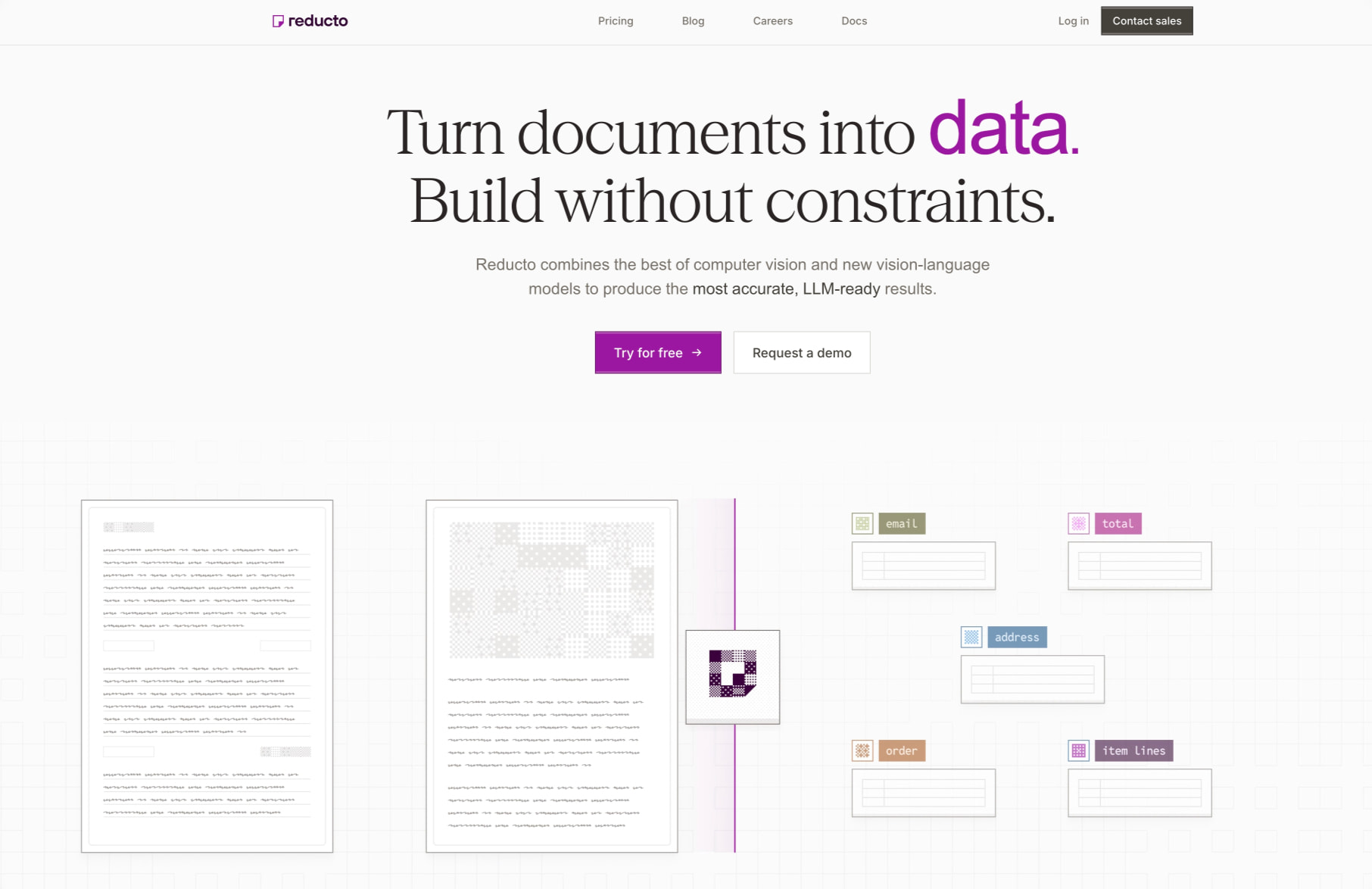 Reducto: AI document parsing & extraction software captured website design