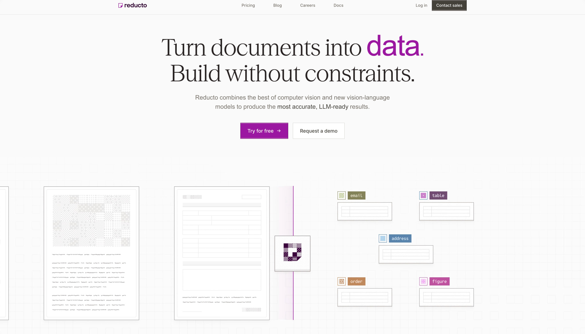 Reducto: AI document parsing & extraction software captured website design
