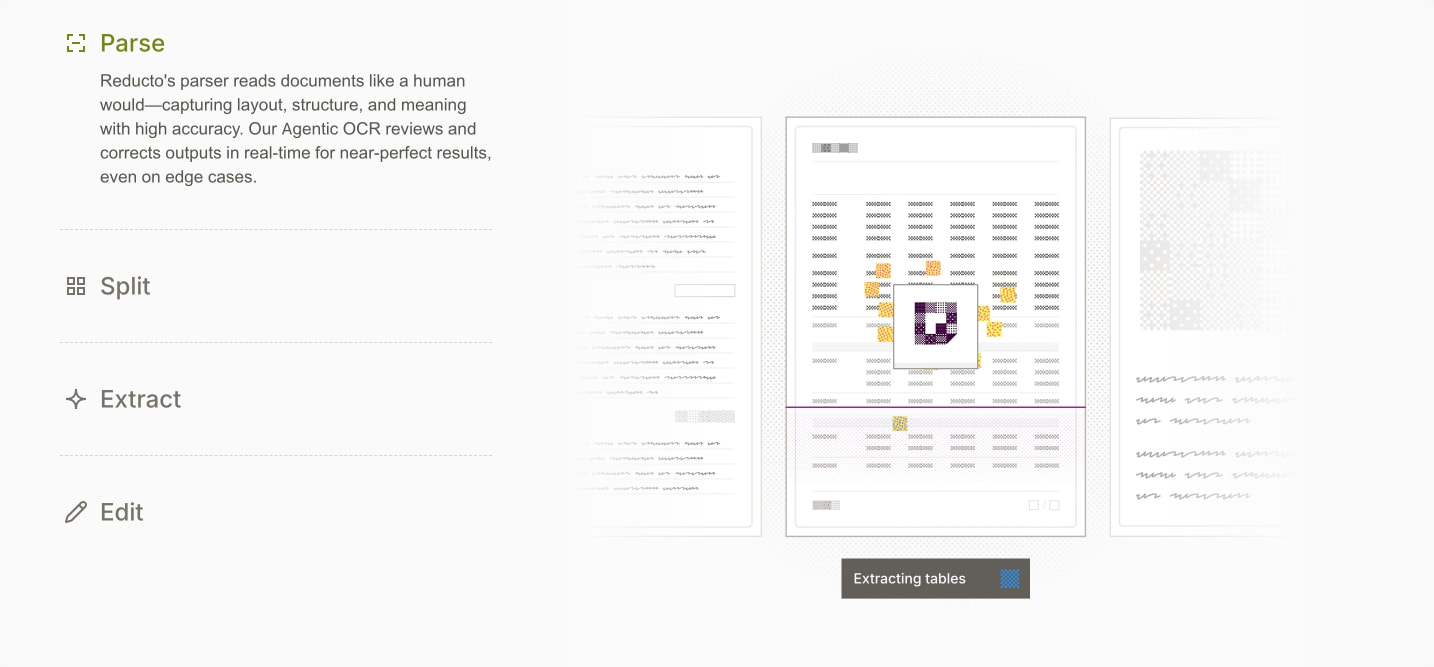 Reducto: AI document parsing & extraction software captured website design