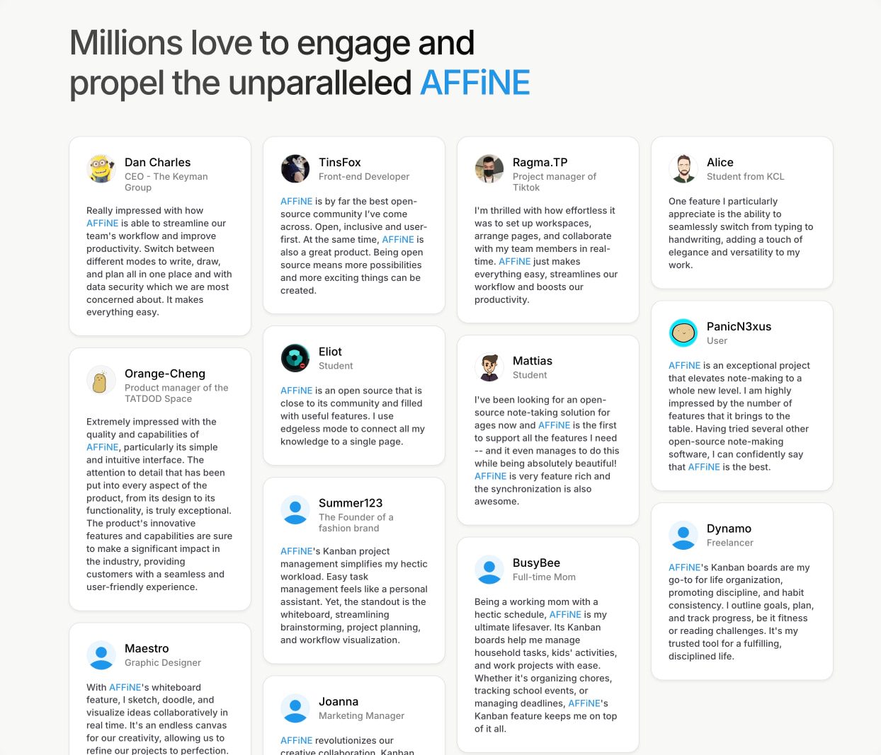 AFFiNE - All In One KnowledgeOS captured website design