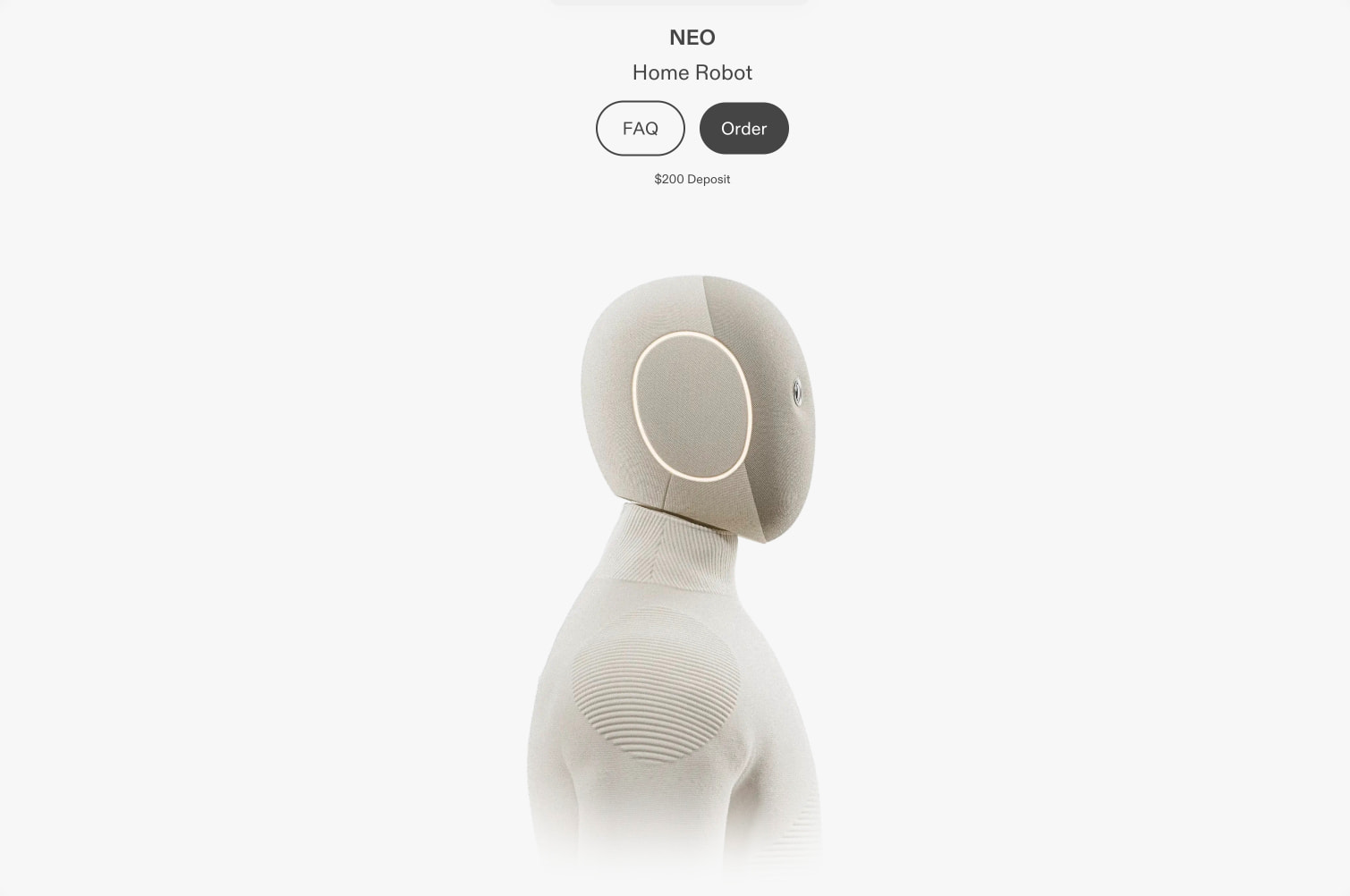 NEO Home Robot captured website design