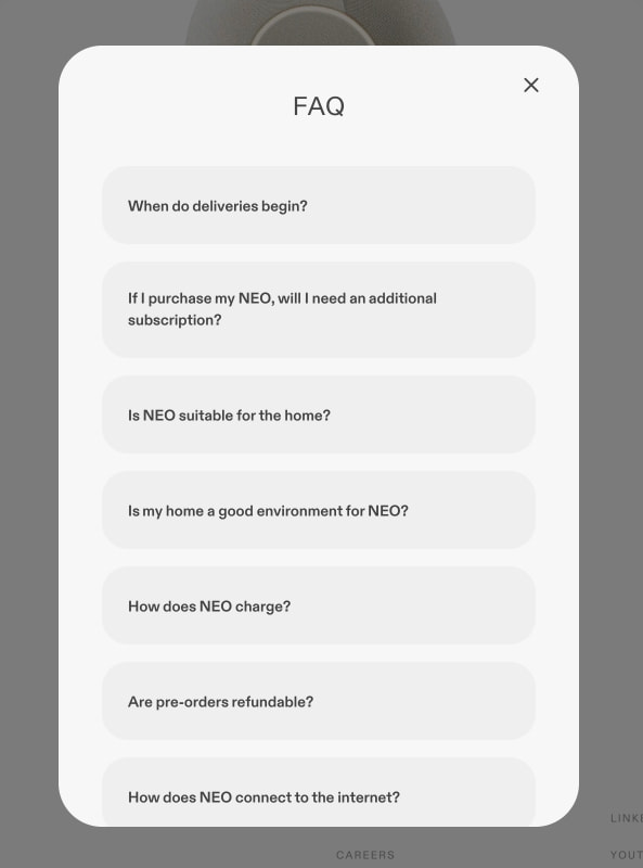 NEO Home Robot captured website design