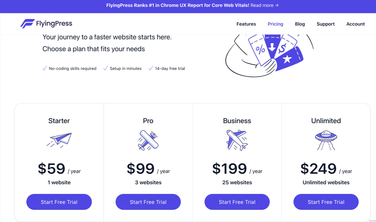 Pricing – FlyingPress captured website design