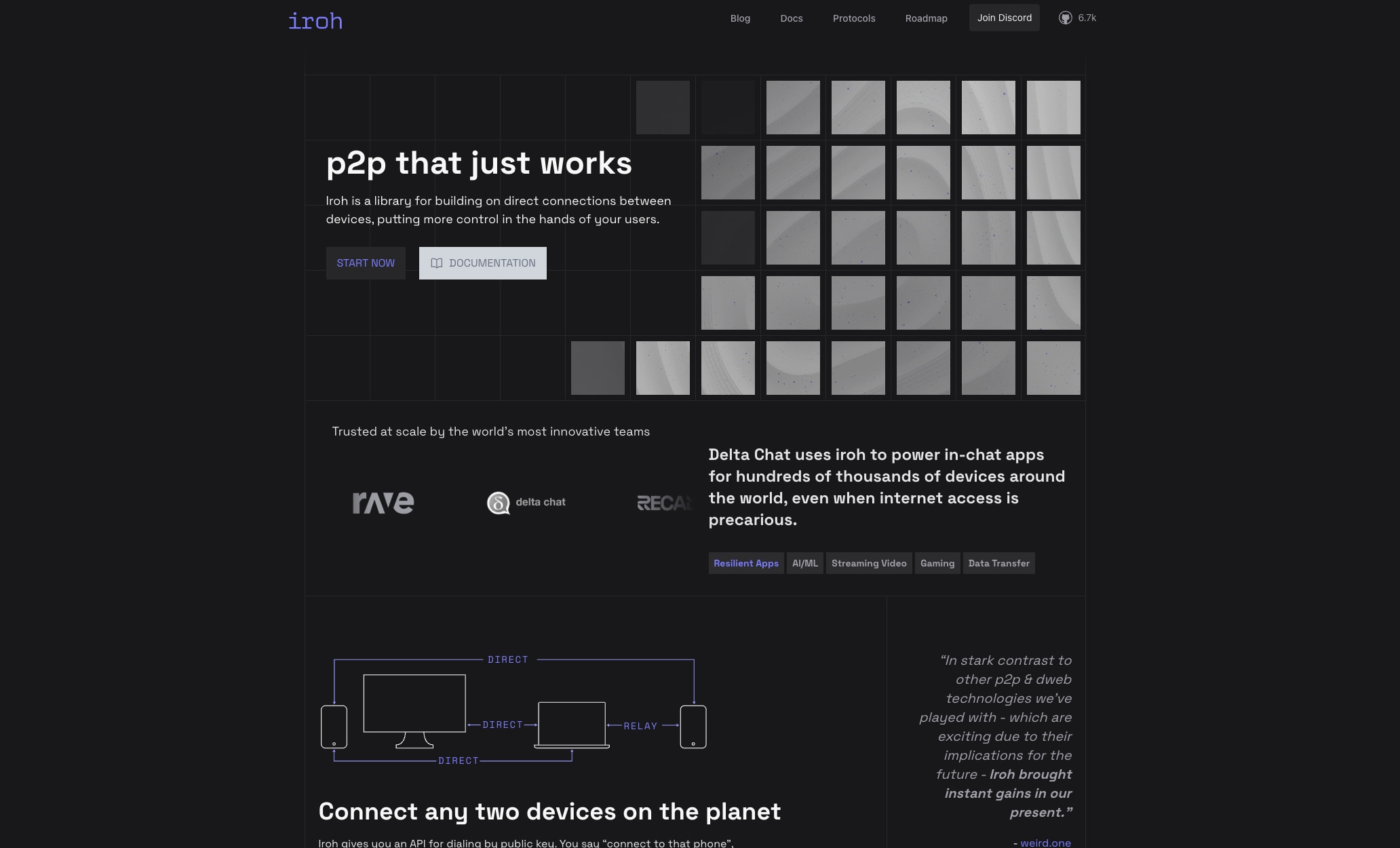 Iroh captured website design
