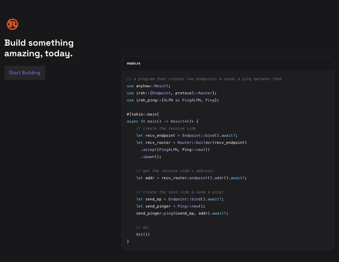 Iroh captured website design