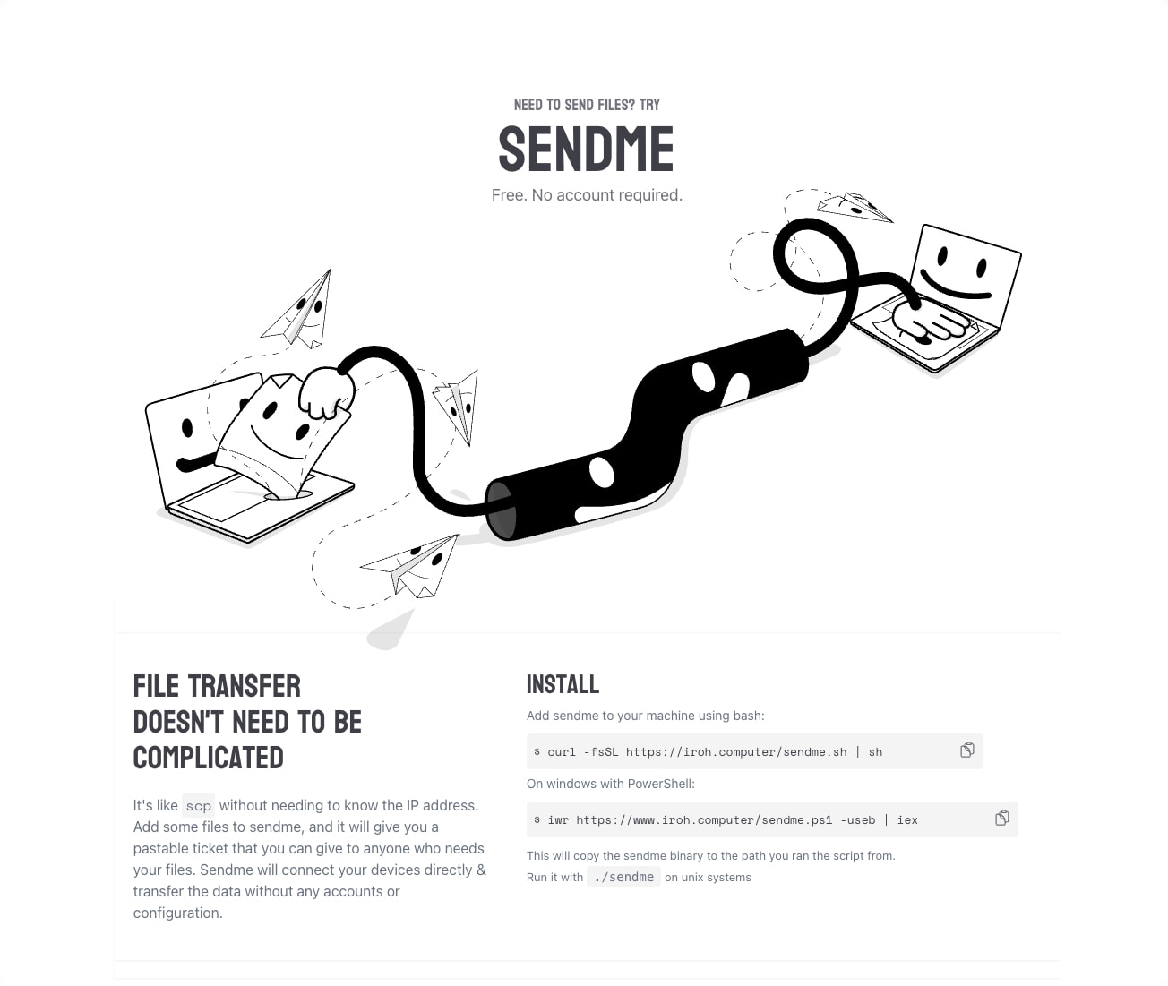Sendme - Iroh captured website design