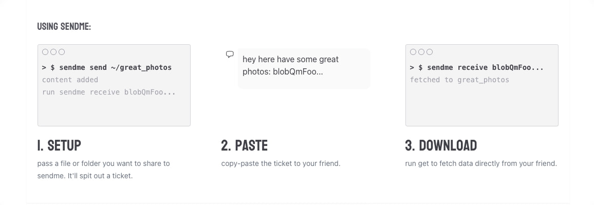 Sendme - Iroh captured website design