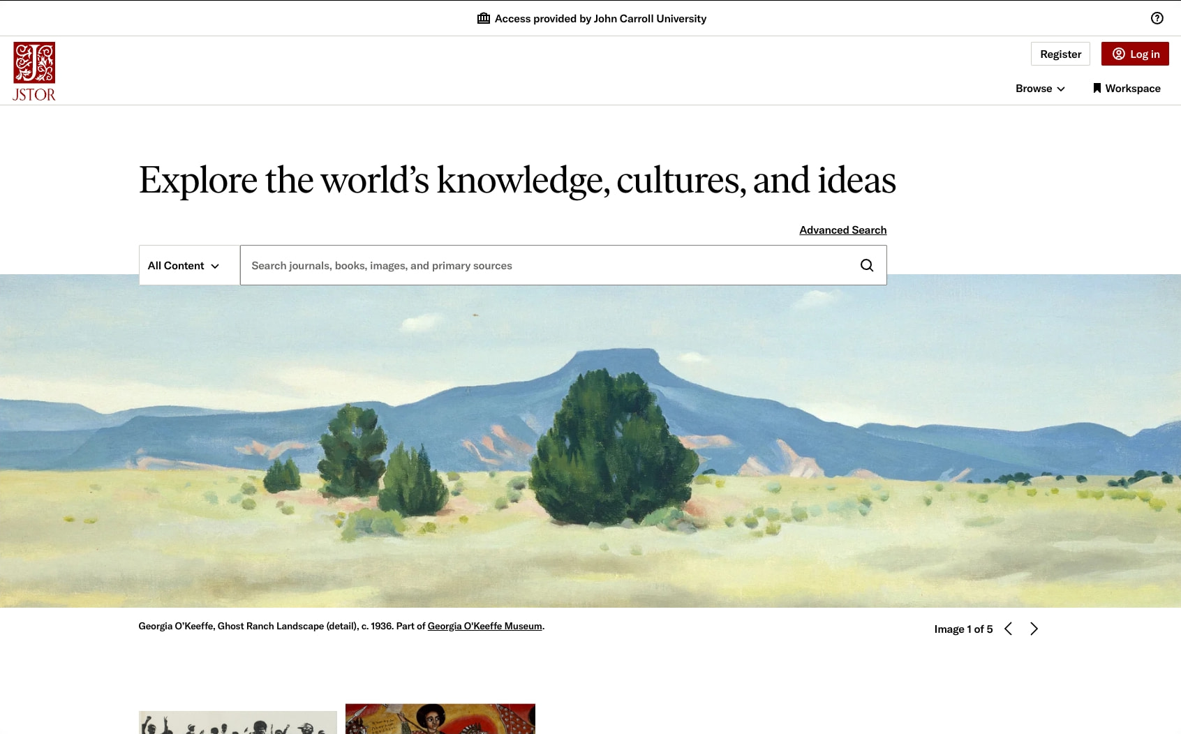 JSTOR Home captured website design